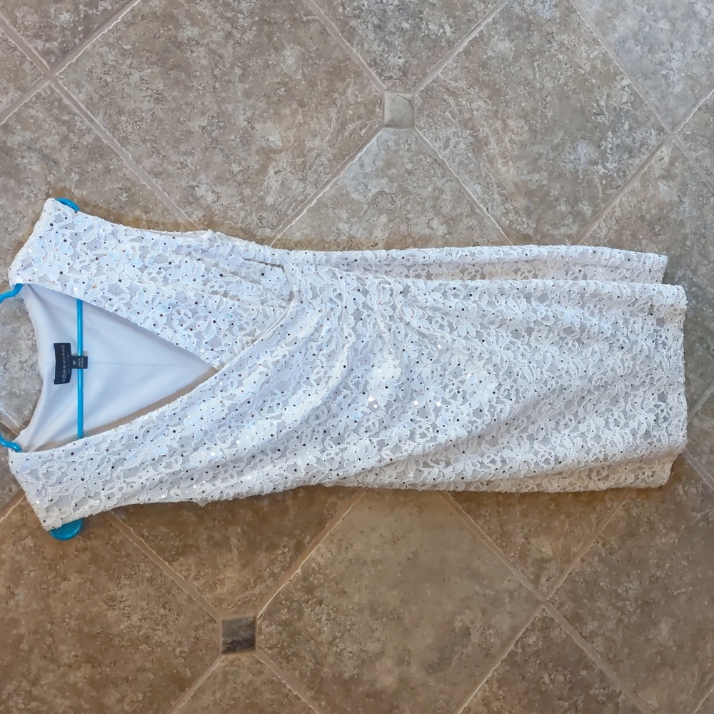Connected Apparel Cream lace sequence dress Size 8P